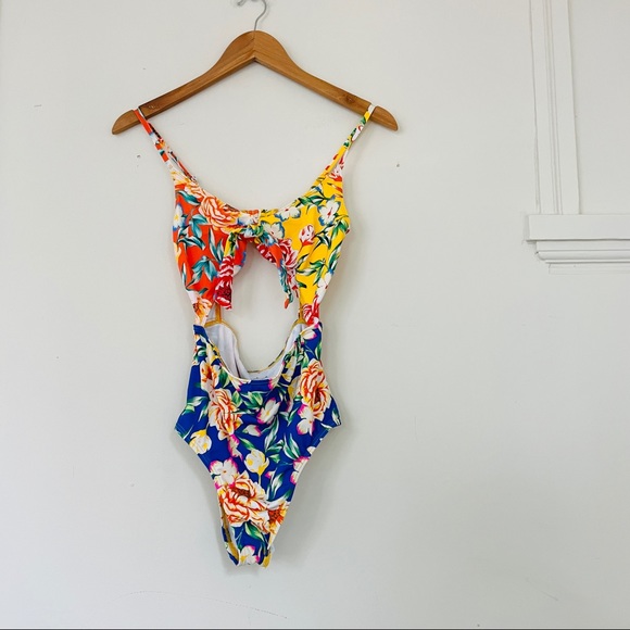 Urban Outfitters Out from Under Bright Floral One Piece Cut Out Swimsuit - Picture 8 of 8